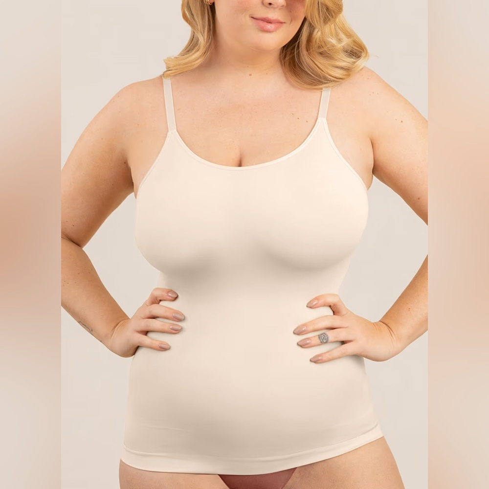 SHAPERMINT Essentials All Day Every Day Scoop Neck Cami Tank XL Beige Shapewear